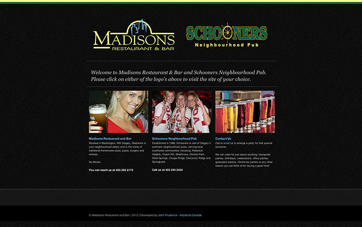 Madisons and Schooners landing page